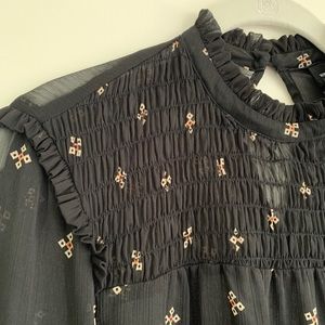 Sheer Smock Detail Blouse